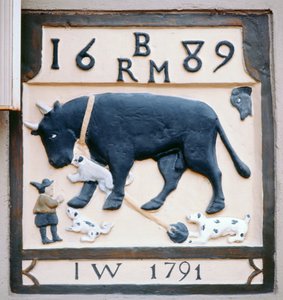 Wirtshausschild vom Bull and Dog (ehemals Black Bull) 1689 von English School
